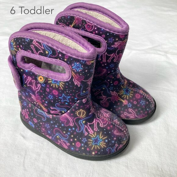 Size 6 Bogs Boots Baby Toddler Purple Unicorn Waterproof Rain Boots - Picture 1 of 8